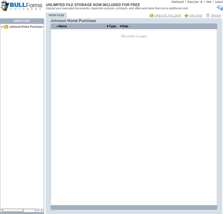 BULL Forms Colorado File Storage Dashboard